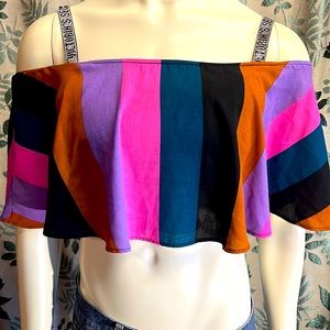 Ruffled off the shoulder crop top from a boutique brand-new